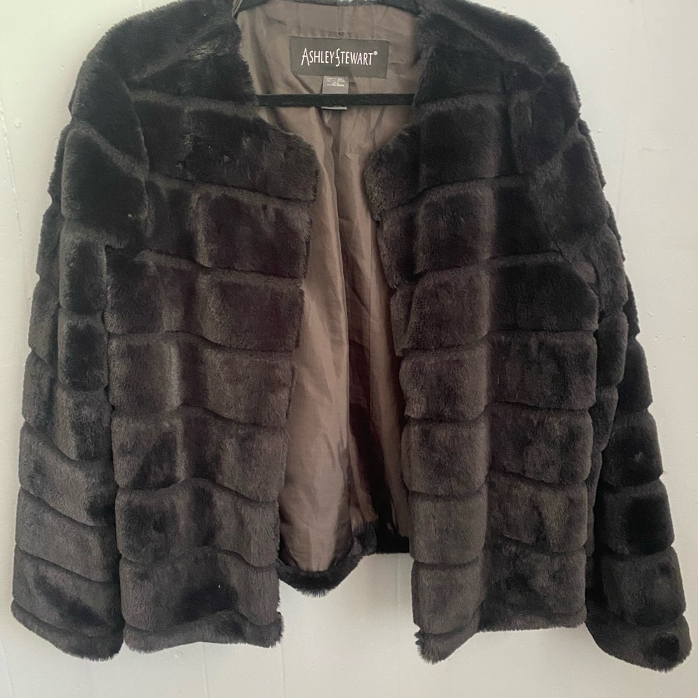 Ashley Stewart Women's Dark Brown Teddy Jacket